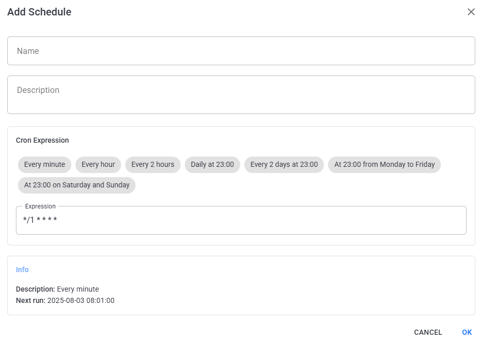 Create a schedule