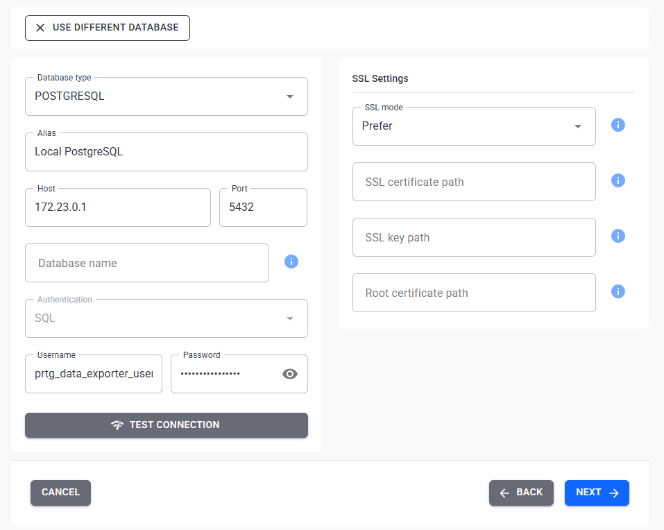 Add a target database Add a target database