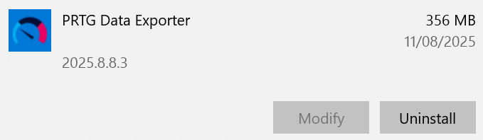 Uninstall PRTG Data Exporter