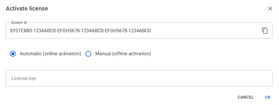 Automatic (online activation)