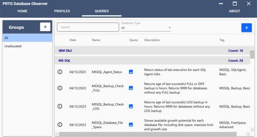 Queries tab Queries tab