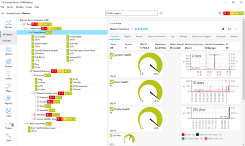 PRTG app for desktop general features