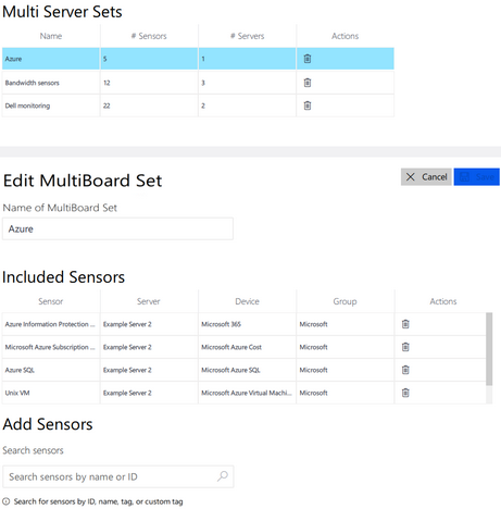 Edit a multiboard set Edit a multiboard set