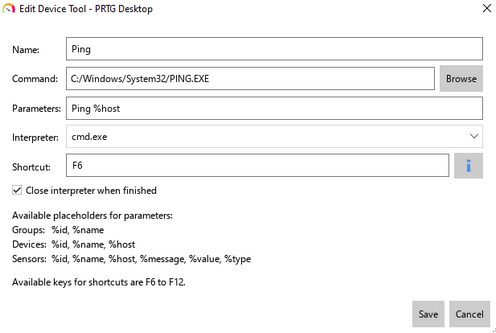 Example of a device tool configuration Example of a device tool configuration