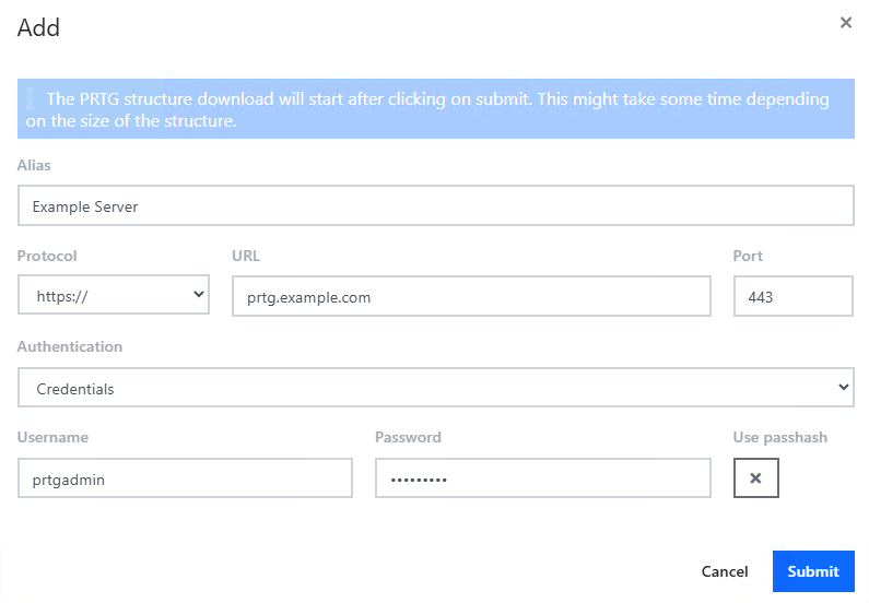 PRTG server settings