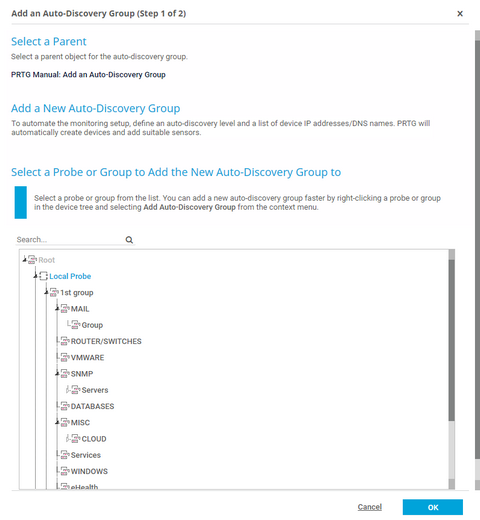 Add Auto-Discovery Group Assistant Step 1 Add Auto-Discovery Group Assistant Step 1