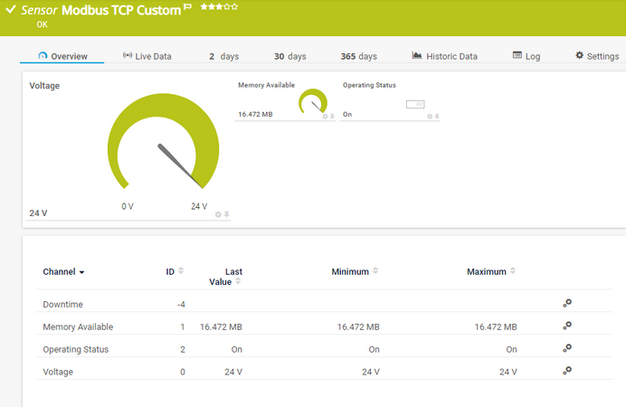 Modbus TCP Custom Sensor Modbus TCP Custom Sensor
