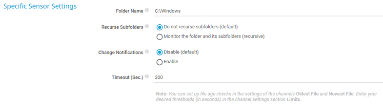 Specific Sensor Settings Specific Sensor Settings