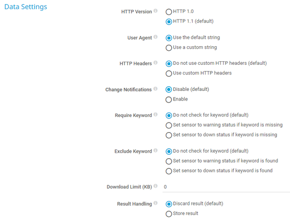 Data Settings Data Settings