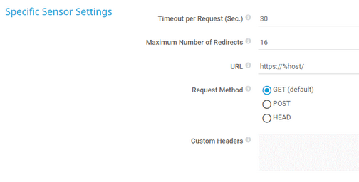 Specific Sensor Settings Specific Sensor Settings