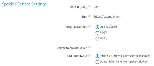 Specific Sensor Settings Specific Sensor Settings