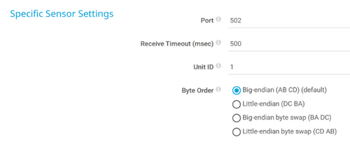 Specific Sensor Settings Specific Sensor Settings