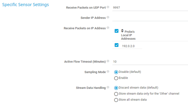 Specific Sensor Settings Specific Sensor Settings