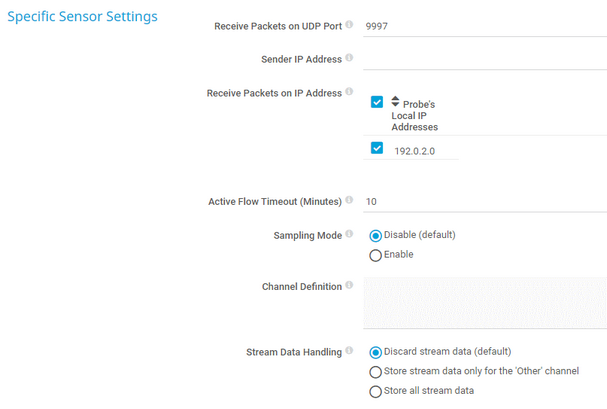 Specific Sensor Settings Specific Sensor Settings