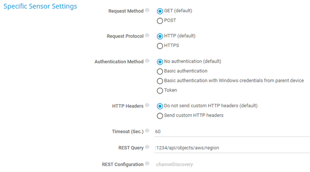 Specific Sensor Settings Specific Sensor Settings