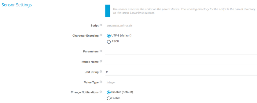 Sensor Settings Sensor Settings